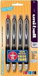 uni-ball 207 Retractable Micro Point Gel Pens, 4 Colored Ink Pens (61271PP)