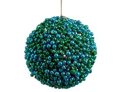 4.5" Regal Peacock Textured Glitter Ball Decorative Christmas Ornament