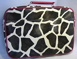 Giraffe Print Fuschia Trim Padded Laptop Case | Notebook Bag