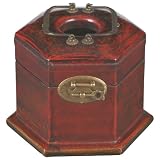 EXP Handmade Oriental Red Leather Gold Prosperity 8" Tissue Box