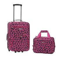 Rockland 2 Piece Luggage Set, Magenta Leopard, One Size
