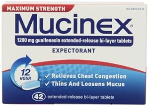 Mucinex Maximum Strength 12-Hour Chest Congestion Expectorant Tablets, 42 Count