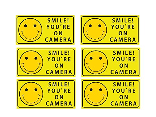 Sutter Signs Smile You’re On Camera Security Stickers Indoor & Outdoor 4-inch by 2-inch (Pack of 6)