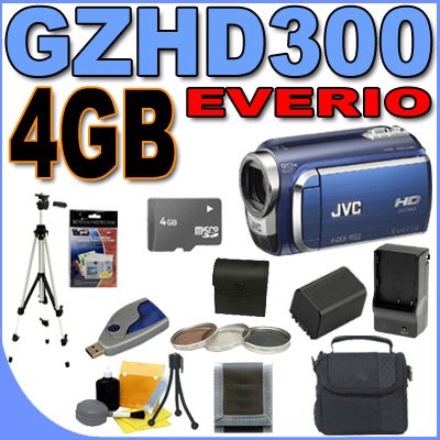 JVC Everio GZ-HD300A - Camcorder - High Definition - widescreen - 3.05 Mpix - optical zoom: 20 x - HDD : 60 GB - flash card - sapphire blue