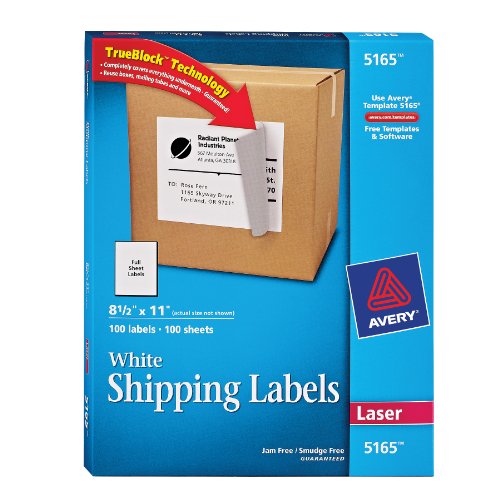 Buy Avery Shipping Labels for Laser Printers 8.5 x 11 Inch White Box of