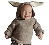 Plus Nao(プラスナオ) 子供用 ニット 耳付きフード パーカー シンプル 無地 アニマルデザイン 長袖 コットン100％ 男の子 女の子 ベビー キッズ 80 90 100 110 120 グ