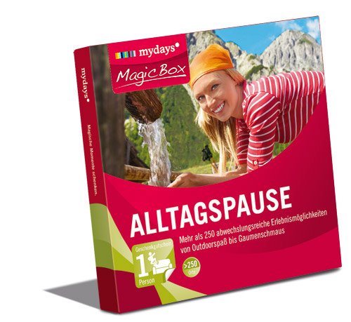 Produkt-Bild: mydays Magic Box: Alltagspause - Ein Geschenkgutschein g&uuml;ltig f&uuml;r mehr als 250 abwechslungsreiche Erlebnisse, von Outdoorspa&szlig; bis Gaumenschmaus