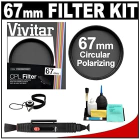Vivitar 67mm Circular Polarizer Glass Filter + LensPen + CapKeeper + Lens Cleaning Kit for Canon,... by