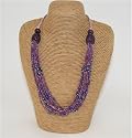 Fair Trade, Fairtrade, Purple Zulugrass beads, with Gold, Blue, Mauve and Green Glass Beads Leakey Necklace