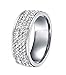 Womens Stainless Steel Eternity Ring CZ Birthstone Crystal Cubic Zirconia Circle Round,White