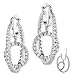 .925 Sterling Silver CZ Diamond Dangling Circle Hoop Earrings