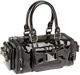 Betsey Johnson Loop De Loop Satchel,Black Patent,one size