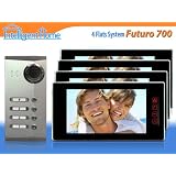 Futuro Video Door Phone Entry System for 4 Flats/Apartments (4 wire)by Intelligent Home