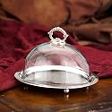 CHEESE DISH WITH GLASS DOME - SMALL OVAL CHEESE DISH WITH GLASS DOME