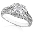 One of a Kind 1 1/2ctw Princess Diamond Engagement Ring in 18kt White Gold