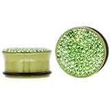 Pair of 0 Gauge (8mm) Single Flared Amazon Green Acrylic Glitter Plugs