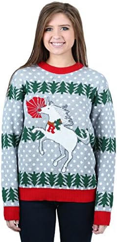 Unicorn Rudolph Ugly Christmas Sweater-FunQi, Gray (X-Large)