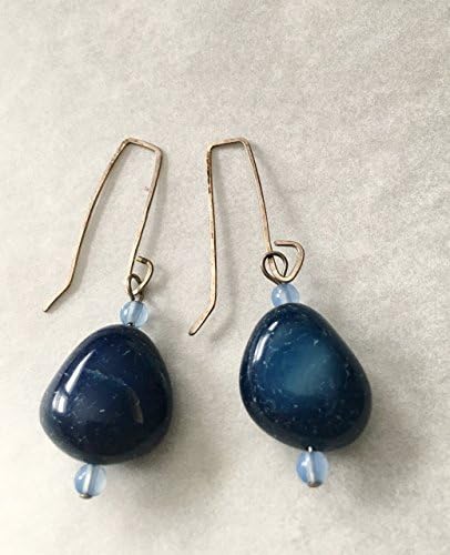 Blue Chalcedony Beaded Drop Sterling Silver Earrings