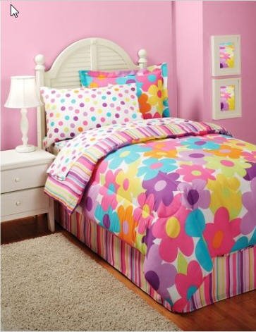 Bright Flowers & Polka Dots Girls Twin Comforter Set (6 Piece Bed In A Bag) 51N TXl8kYL Bright Flowers & Polka Dots Girls Twin Comforter Set (6 Piece Bed In A Bag)