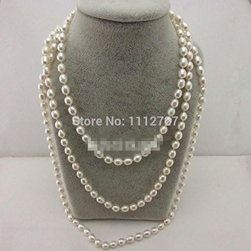 JuliesDeal Korean Multilayer Fresh Water Shell Pearl Necklace Elegant Long Sweater Chain 7-8mm Beads Jewelry Natural Stone £¨metal color:160cm£©
