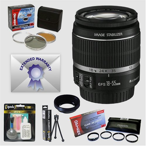 Canon EF-S 18-55mm f/3.5-5.6 IS Zoom Lens & Filters & Close-Up Macro Set & 6 Year Warranty for Canon EOS