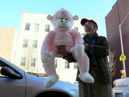 51N VmkGp9L GIANT 40 PINK SMILING FUZZY STUFFED MONKEY GORILLA APE * YUP!.... Hes All PINK! * AMERICAN MADE IN THE USA AMERICA