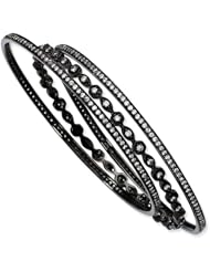 Black-Plated Sterling Silver Cz Three Bangle Set