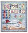 Tropical Flip Flops Beach Umbrella Fish Tapestry Throw Blanket 50" x 60"