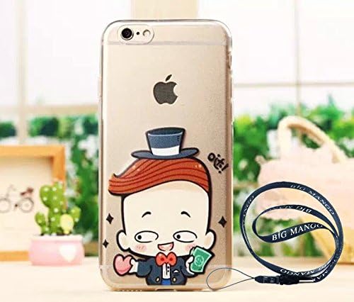 Fashion Cute Cartoon Comic Chi-bi Maruko Pattern Series Lovely Back Cover for Apple iPhone 6plus (5.5) Soft TPU Smartphone Protector Case Mischief Expression,Gift "BIG MANGO" Logo Strap