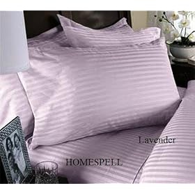 Homespell Egyptian Cotton 3 - Pc Duvet Cover 1000 Thread Count Sateen Stripe Lavender (Queen).