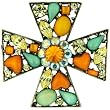 Vintage Multicolor Celtic Cross Brooch & Pins