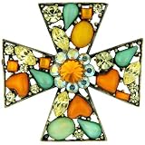 Vintage Multicolor Celtic Cross Brooch & Pins