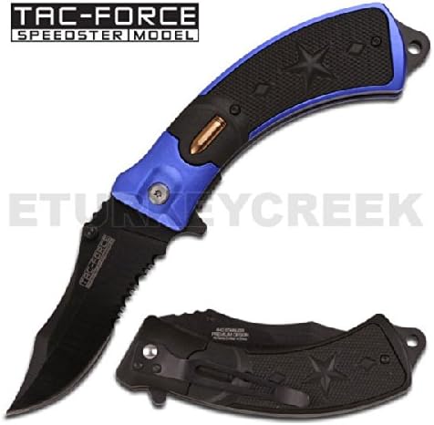 TF-683BBL " Bullet " BiHdR4Ud Spring Assist Knife. 4.5" Closed with Clip QO1Gyez Blue/Black ajuiioptr 4567fffg 567ybghjk 4 1/2" Closed Bullet Spring Assist Folder NCCQs Pocket Knife. Featuring black aluminum o1Oxq handle. Includes pocket clip.