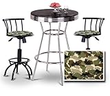 IMAGE OF Chrome Bar Table & 2 Black Adjustable 24