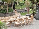 Grade-A Teak Wood luxurious 7pc 9pc 11pc 13pc Dining Set : Rectangle Table with Arm Stacking Chairs [Model: AB]**Click to see all sizes..