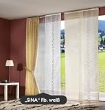 Luxuri�se Uni Schiebegardine "SINA" in Seidenoptik, wei� 175x58cm NEU! (Gardine, Vorhang)