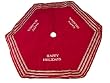 56" Red "Happy Holidays" Christmas Tree Skirt with Striped Trim