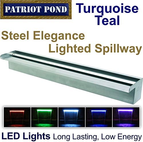 Patriot Steel Elegance STE12T Turquoise Teal Lighted 12" Stainless Steel Spillway