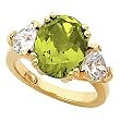14K Yellow Gold Peridot and Diamond Ring