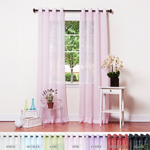 Pink Crushed Voile Sheer Grommet Top Curtain 84