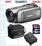 Canon VIXIA HF M300 Full HD Flash Memory Camcorder + Spare Canon Original BP-808 Lithium-Ion Battery + Canon Original SC-A75 Camcorder Soft Case + Transcend 8 GB Class 10 SDHC Flash Memory Card + Willoughby's Exculsive Cleaning Kit
