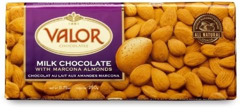 Valor Chocolates Milk with Marcona Almonds Bar, 8.75 Ounce by Valor Chocolates