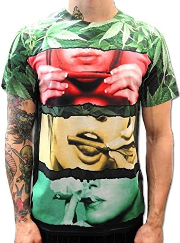 Sublimation Printed Roll It, Lick It, Smoke It All-Over Print Mens T-shirt #1 (X-Large)