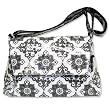 Diaper Bag- Versailles Black/White Scroll Twill Body/Strap/Lining Messenger Bag; 14 X 12 X 4