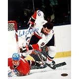 NHL Clark Gillies Action Islanders vs Canadiens Autographed 8-by-10-Inch Photograph
