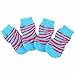 Weixinbuy Pet Dog Cartoon Socks Knit Anti Slip Boots 4Pcs Light Blue X-Small