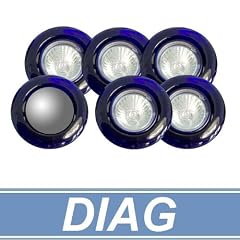 DIAG Kippspot Einbauleuchten Set mit Bewegungsmelder 5x20W GU5.3 (50mm), blau