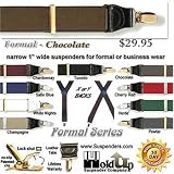 Chocolate brown suspenders in Y-back with gold clasps