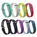 Cute Replacement Wristband Bracelet Strap/ Wireless Activity and Sleep Tracker Accessory Textured Bands with Watchband Style Buckle For Fitbit Flex, One Size, Pack of 9