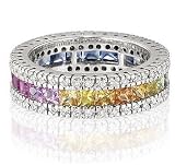 2 Carat Diamond Ring - 14k White Gold Rainbow Sapphire 1/2 Carat Diamond Ring 10 Free Shipping